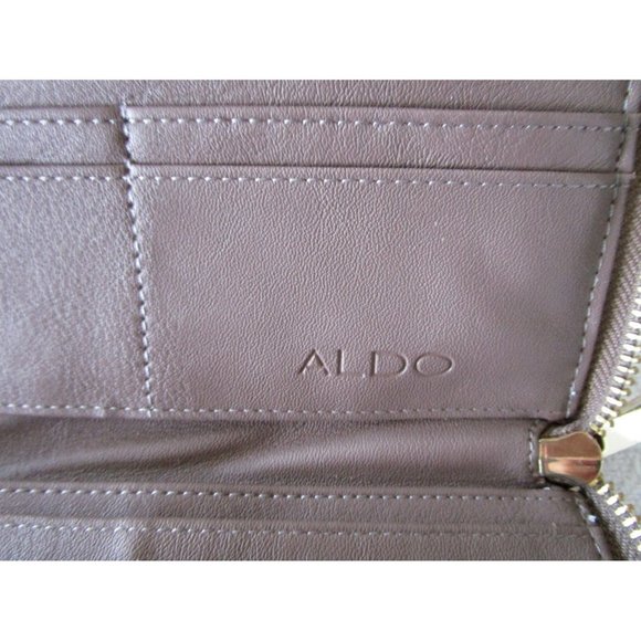 ALDO Women's Wallet Grey/Beige PU Leather with Gold Hardware - Zip Around Wallet - Picture 7 of 14
